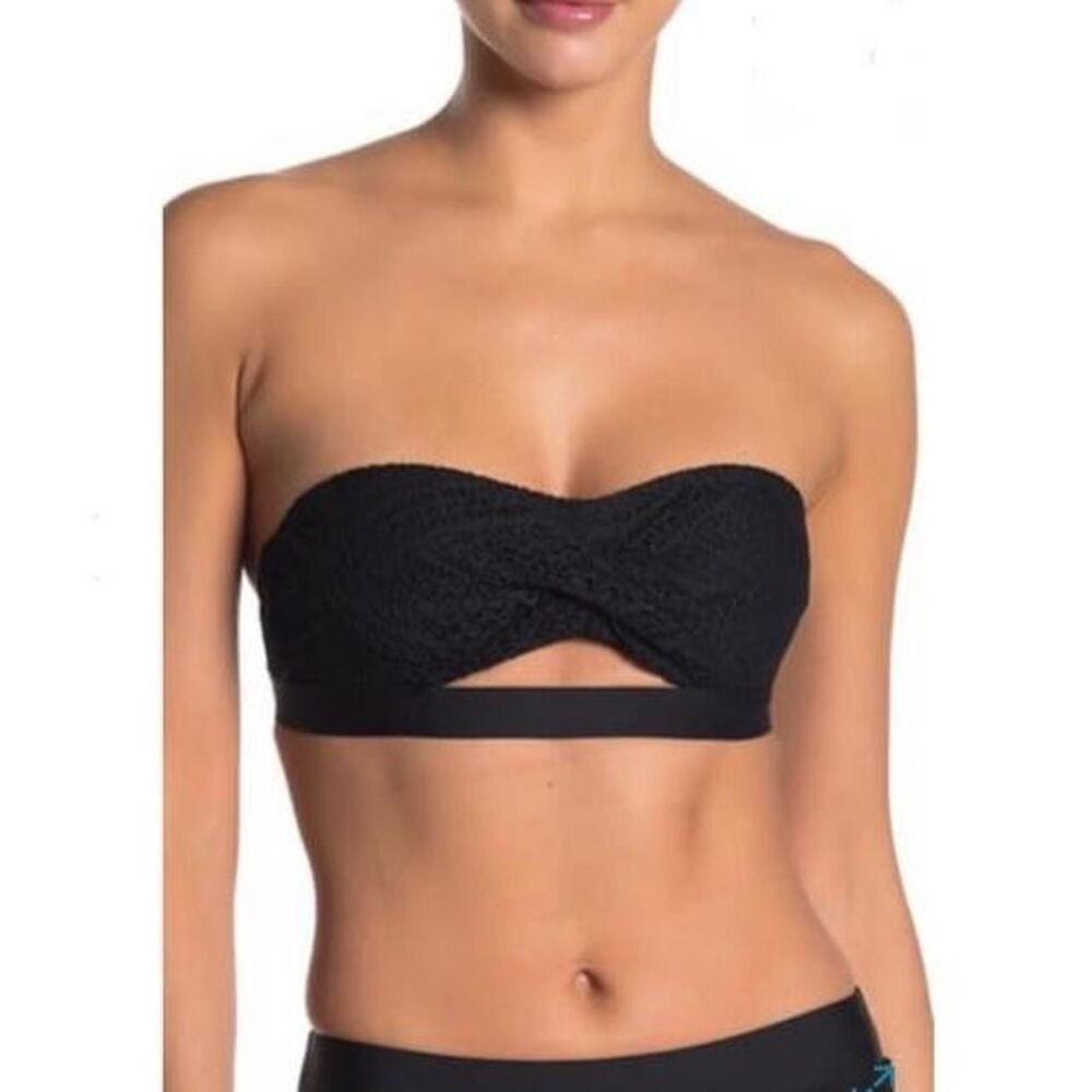 Ella Moss black strapless bralette bikini top with removable straps NEW Small